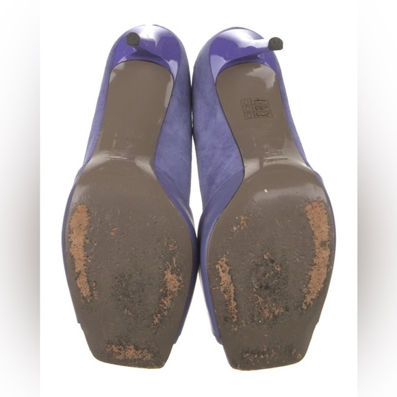 VERSACE Vintage Purple Leather and Suede Medusa Square Toe Heels Size 40 VGUC - Picture 5 of 15